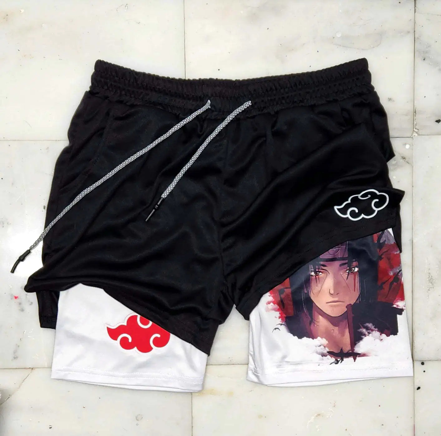 Summer Men's Double Layer Berserk Print Shorts