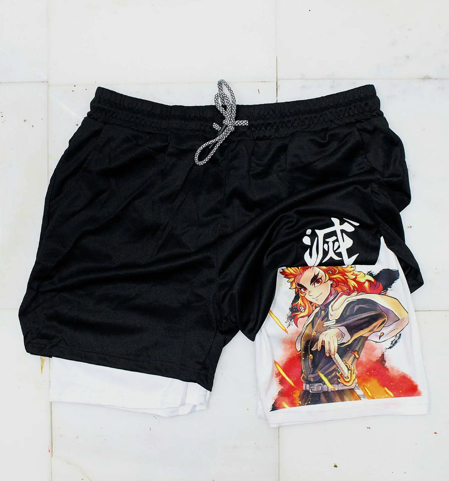 Summer Men's Double Layer Berserk Print Shorts