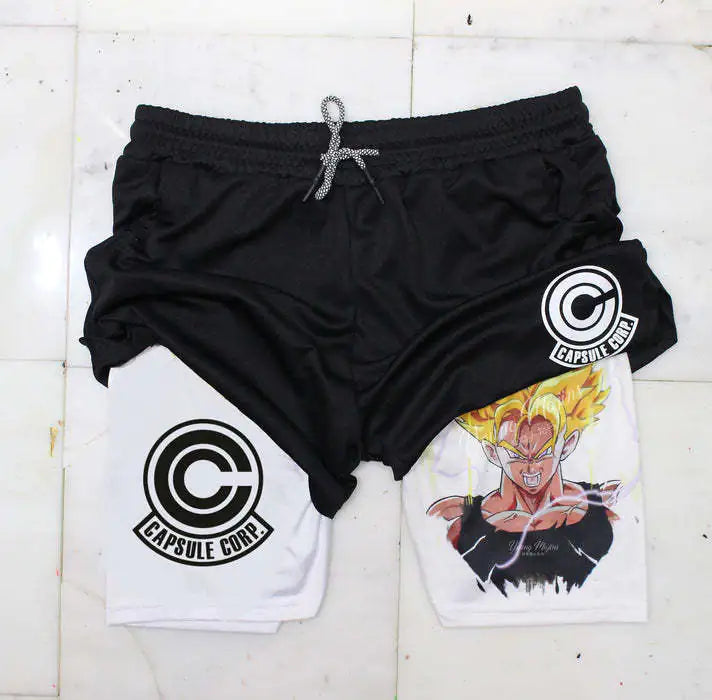 Summer Men's Double Layer Berserk Print Shorts