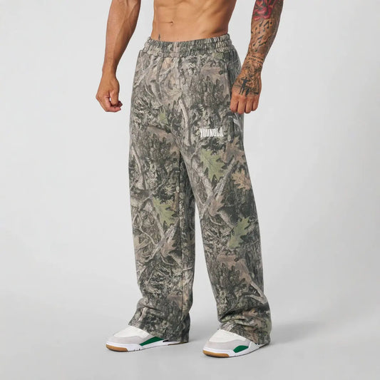 Camouflage Printing Straight-Leg Trousers