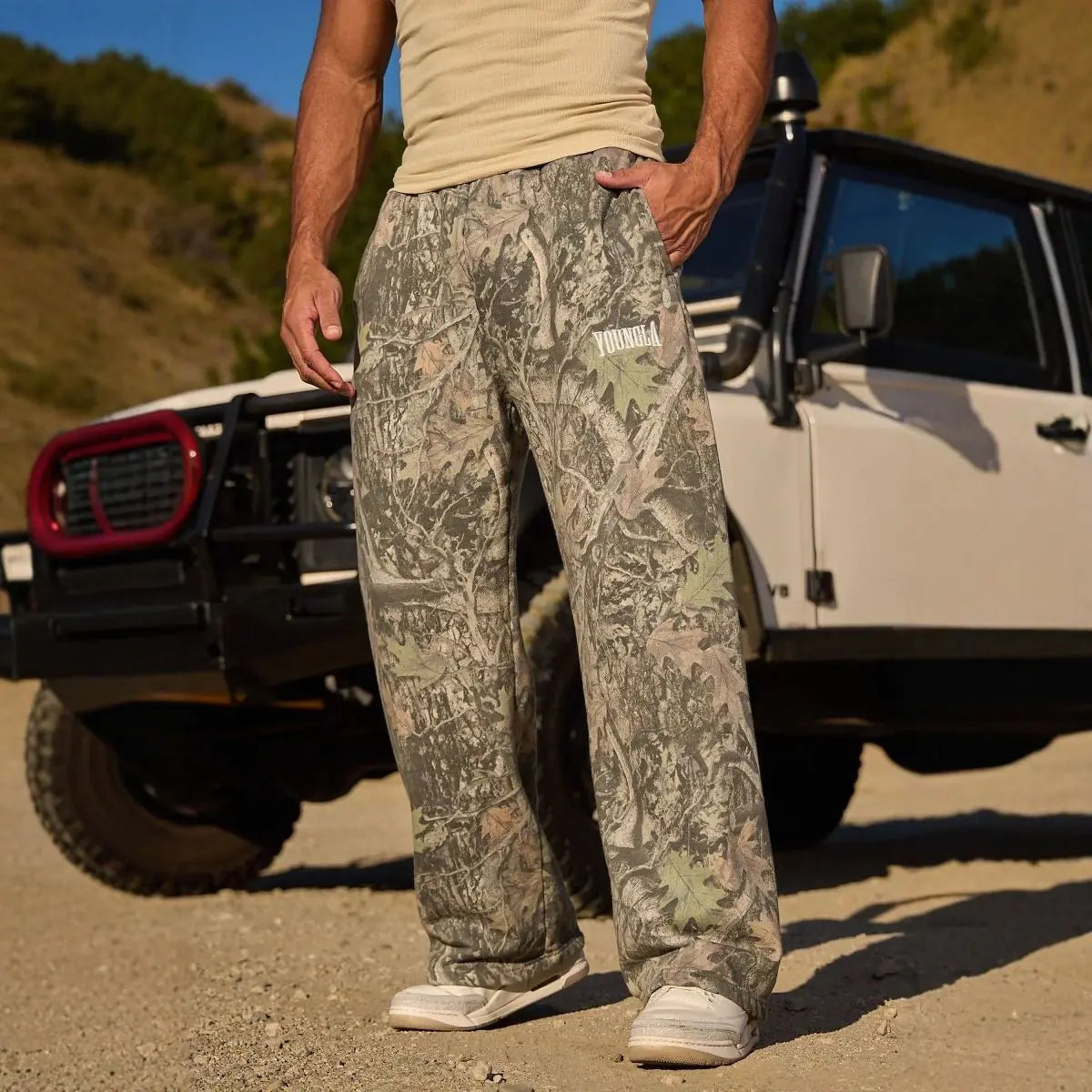 Camouflage Printing Straight-Leg Trousers