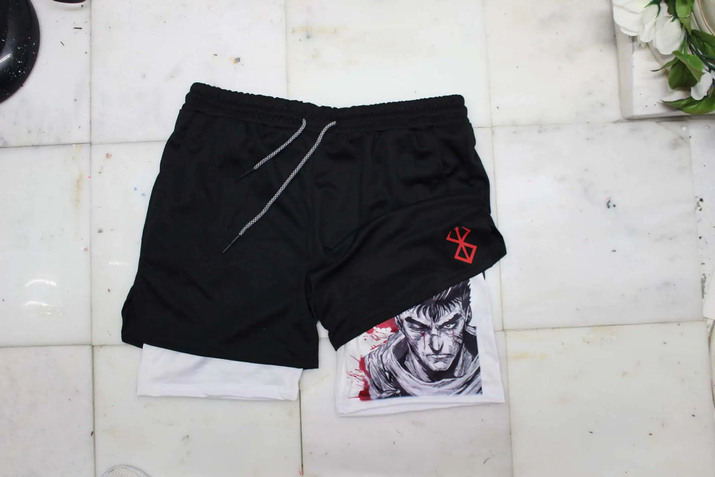 Summer Men's Double Layer Berserk Print Shorts