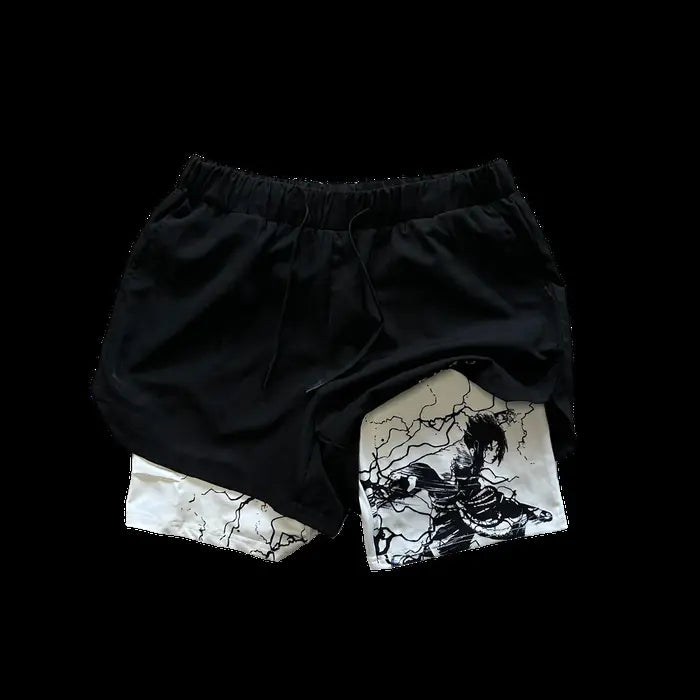 Summer Men's Double Layer Berserk Print Shorts