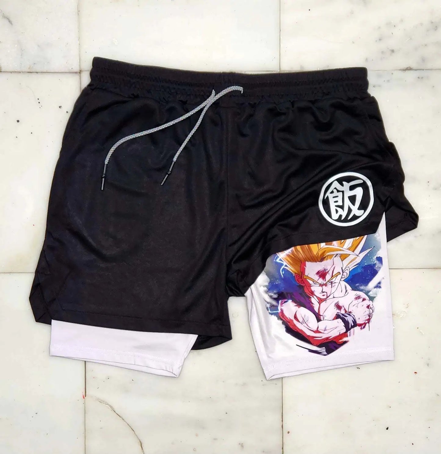 Summer Men's Double Layer Berserk Print Shorts