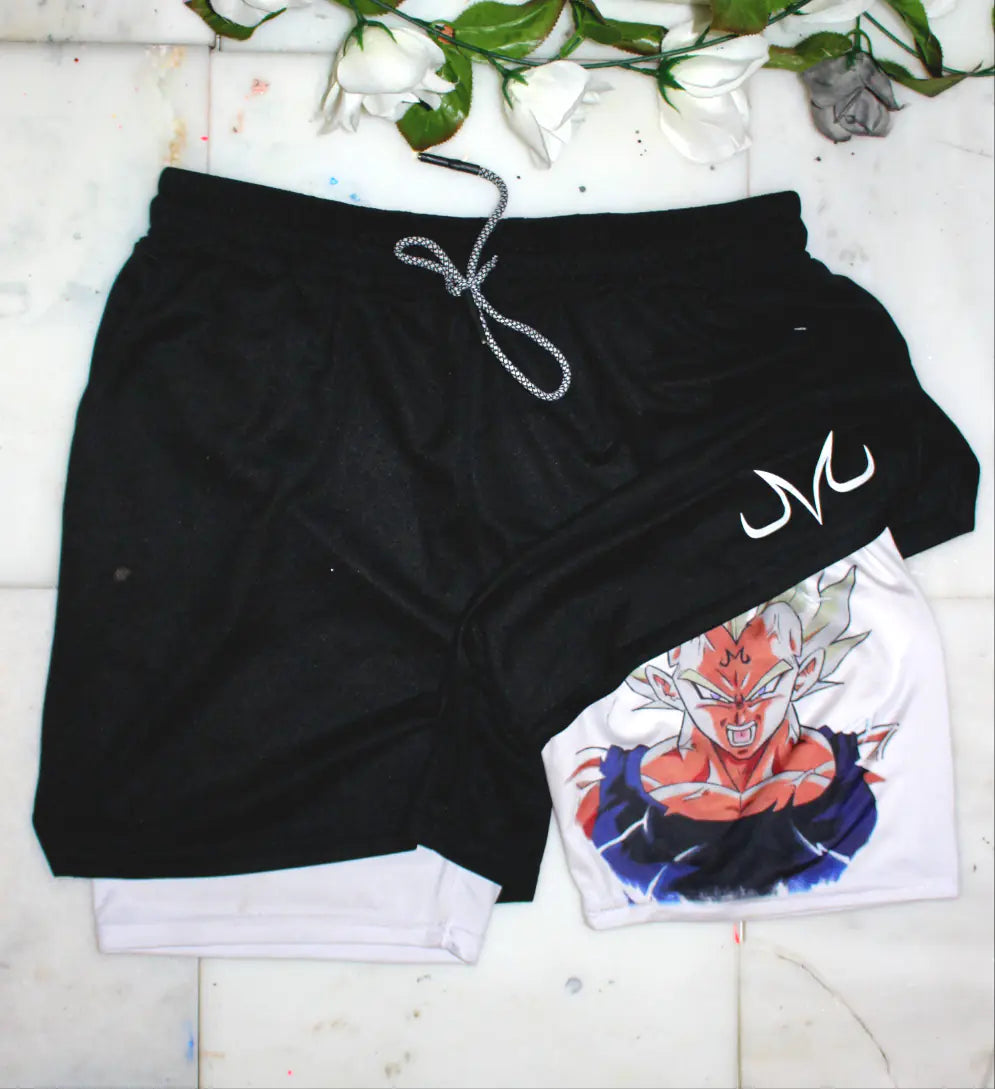 Summer Men's Double Layer Berserk Print Shorts