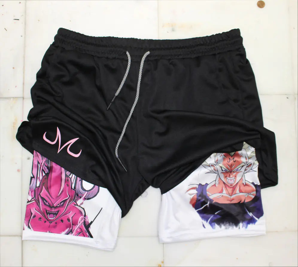 Summer Men's Double Layer Berserk Print Shorts