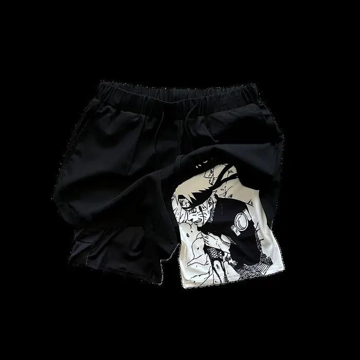 Summer Men's Double Layer Berserk Print Shorts