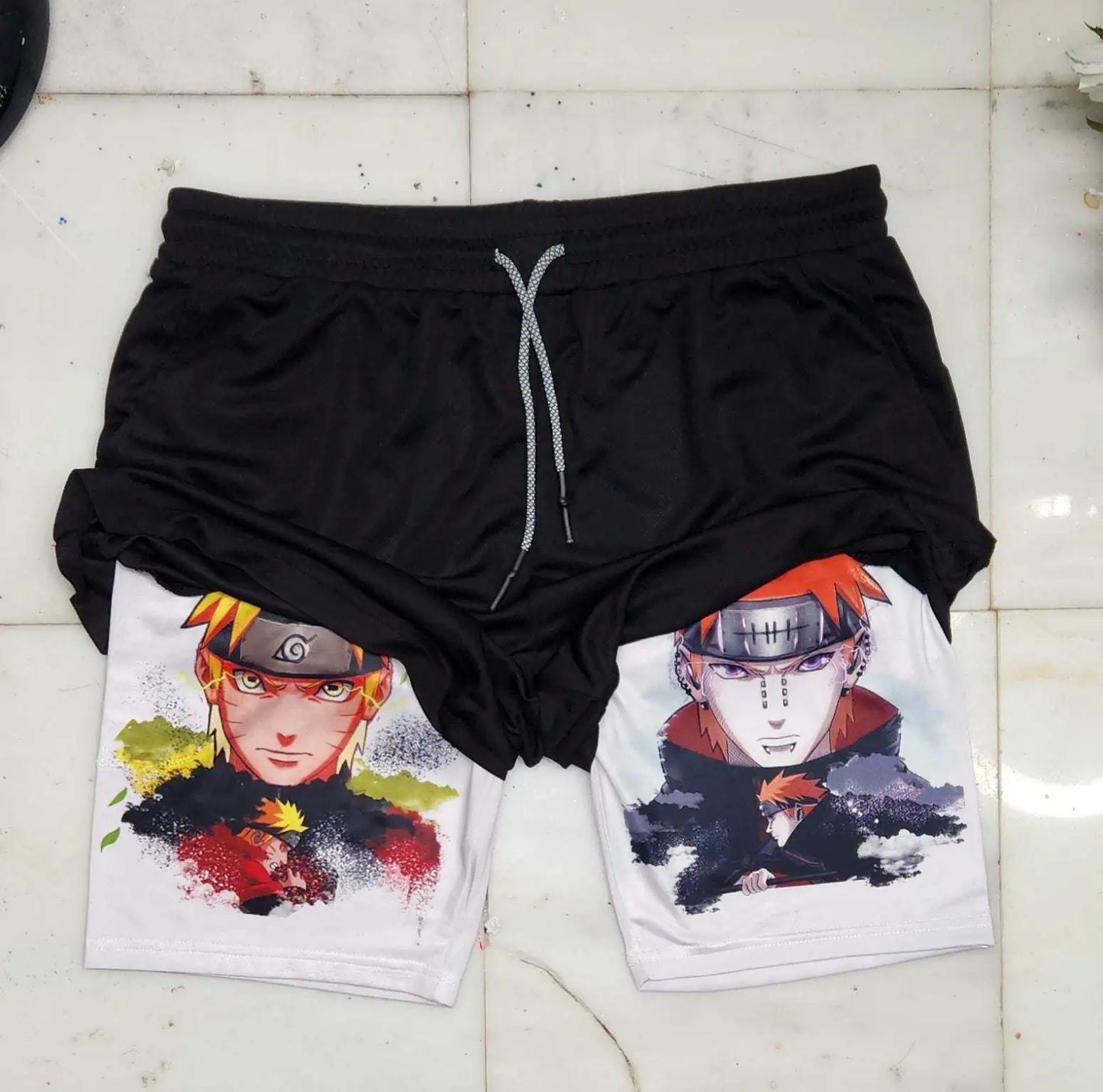 Summer Men's Double Layer Berserk Print Shorts