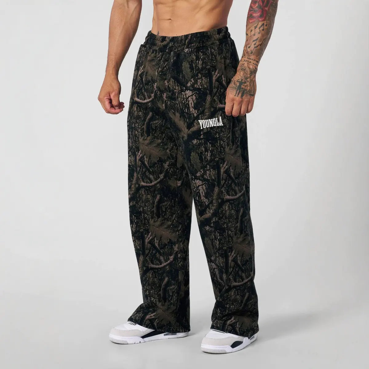 Camouflage Printing Straight-Leg Trousers