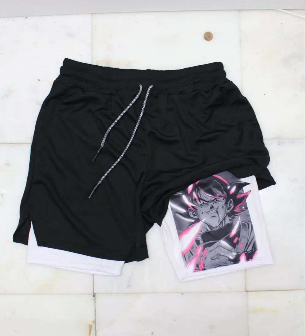 Summer Men's Double Layer Berserk Print Shorts