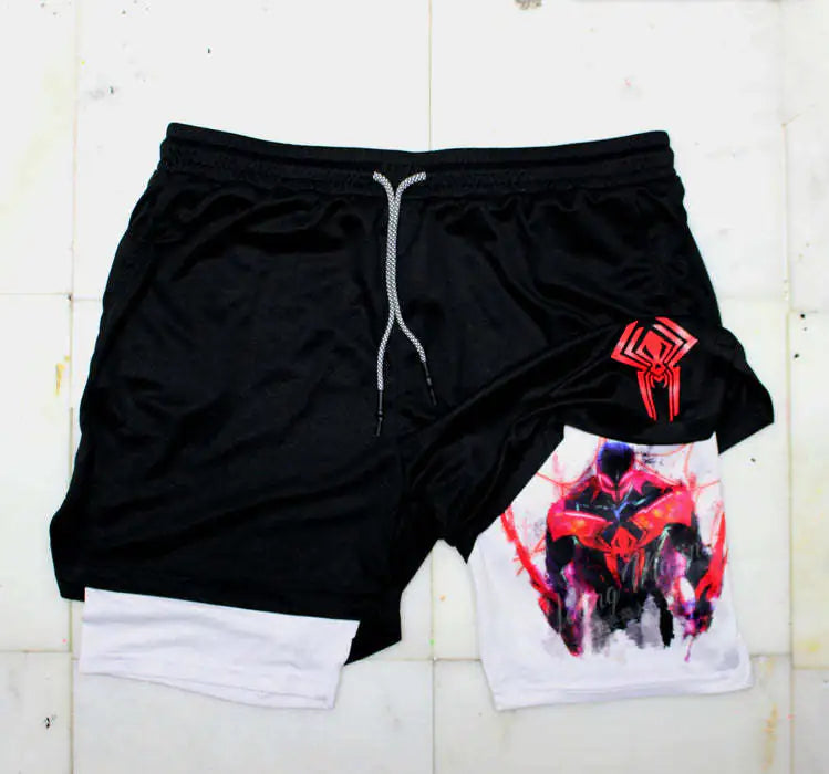Summer Men's Double Layer Berserk Print Shorts